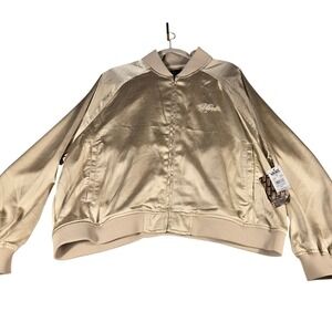 Vans Satin Cropped Bomber Jacket Gold Champagne XXL VN000PGHFSL New With Tags